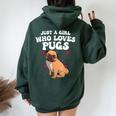 Cute Pug For Girls Dog Owner Puppy Pug Lover Women Oversized Hoodie Back Print Forest