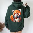 Cute Red Panda Bubble Tea Boba Tea Lover Women Oversized Hoodie Back Print Forest