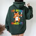 Dabbing Fox 1St Grade Graduation Nailed It Dab Dance Women Oversized Hoodie Back Print Forest