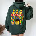 Dad And Mom Birthday Boy Building Brick Family Matching Women Oversized Hoodie Back Print Forest
