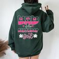 Dad And Mom Of The Birthday Girl Mouse Family Matching Women Oversized Hoodie Back Print Forest