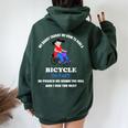 My Dady Taught Me How To Ride A Bicycle Dad Joke Humor Women Oversized Hoodie Back Print Forest