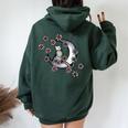 Daisy Flowers Moon Cat Witchy Cats Women Oversized Hoodie Back Print Forest