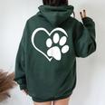 Dog Paw Print Heart Graphic Love Dogs Tops Women Oversized Hoodie Back Print Forest