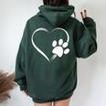 Dog Paw Print Heart For Mom For Dad Women Oversized Hoodie Back Print Forest