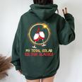 Drinking Wine And Watching My Total Solar Eclipse Glasses Women Oversized Hoodie Back Print Forest