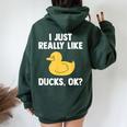 Duck For Quack Quakin Youth Rubber Ducky Women Oversized Hoodie Back Print Forest