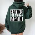 Eating For Two Again 2Nd Pregnancy Announcement Mom Baby Women Oversized Hoodie Back Print Forest