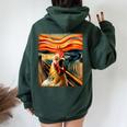 Expressionist Scream Chicken Lovers Artistic Chicken Women Oversized Hoodie Back Print Forest