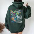 Faith Make All Things Are Possible Hummingbird Christian Women Oversized Hoodie Back Print Forest
