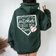 My Favorite Pitcher Calls Me Mom Baseball Cute Mama Women Oversized Hoodie Back Print Forest