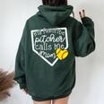 My Favorite Pitcher Calls Me Mom Softball Cute Mama Women Oversized Hoodie Back Print Forest