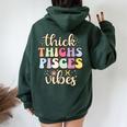 February March Birthday Astrology Groovy Pisces Zodiac Sign Women Oversized Hoodie Back Print Forest