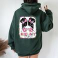 Field Day Vibes Messy Bun Field Day 2023 Girls Student Women Oversized Hoodie Back Print Forest