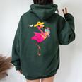 Flamingo Beach Summer Vibes Palm Trees Tropical Summer Women Oversized Hoodie Back Print Forest
