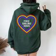 Free Sibling Hugs Heart Lgbt Gay Pride Month Brother Sister Women Oversized Hoodie Back Print Forest