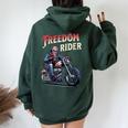 Freedom Rider Motorcycle American Flag Patriotic Usa Women Oversized Hoodie Back Print Forest