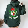 Fried Smoking Chicken 420 Marijuana Weed Leaf Pots 420 Women Oversized Hoodie Back Print Forest