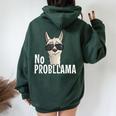 Funky Hipster Llama With Sunglasses No Prob-Llama Women Oversized Hoodie Back Print Forest