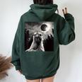 Chicken Selfie With Total Solar Eclipse 2024 Women Oversized Hoodie Back Print Forest
