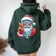 Hippie Santa Claus Peace Groovy Retro 70S Christmas Women Oversized Hoodie Back Print Forest