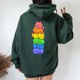 Lgbt Cat Stack Rainbow Gay Pride Anime For Cat Lover Women Oversized Hoodie Back Print Forest