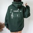 Music Teacher Music Lover Quote I Need A Break Women Oversized Hoodie Back Print Forest