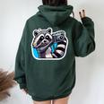 Vintage Camera Christmas Rocket Raccoon Meme Selfie Women Oversized Hoodie Back Print Forest