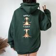 Workout Inhale Exhale Quote Giraffe Yoga Pose Relax Women Oversized Hoodie Back Print Forest