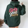 Girls Gone Muddy Mud Run Outfit For Mud Run Team Women Oversized Hoodie Back Print Forest
