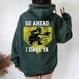 Girls Softball Catcher Go Ahead I Dare Ya Player Women Oversized Hoodie Back Print Forest