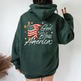 God Bless America Fourth Of July Christian Patriot Usa Flag Women Oversized Hoodie Back Print Forest