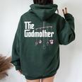 The Godmother Of New Baby Girl Pun Women Oversized Hoodie Back Print Forest