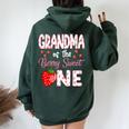 Grandma Of The Berry Sweet One Strawberry First Birthday Women Oversized Hoodie Back Print Forest