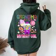 Grandma Of The Birthday Girl Candyland Candy Birthday Women Oversized Hoodie Back Print Forest