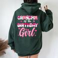 Grandma Of The Birthday Girl Cat Kitty Family Matching Women Oversized Hoodie Back Print Forest