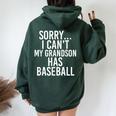 Grandpa Grandma My Grandson Has Baseball Women Oversized Hoodie Back Print Forest