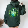 Green Mother Earth Day Gaia Save Our Planet Hippie Women Oversized Hoodie Back Print Forest
