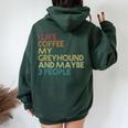 Greyhound Dog Owner Coffee Lovers Quote Vintage Retro Women Oversized Hoodie Back Print Forest