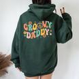 Groovy Daddy Birthday Party Peace Sign Dad 60S 70S Hippie Women Oversized Hoodie Back Print Forest