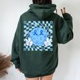 Groovy Hippie Face Puzzle Autism Awareness Men Women Oversized Hoodie Back Print Forest
