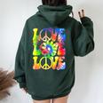 Groovy Tie Dye Love Retro 70'S Hippie Vintage 70S Costume Women Oversized Hoodie Back Print Forest