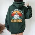 Hallowed Be Thy Gains Jesus Christian Athlete Gym Fitness Women Oversized Hoodie Back Print Forest