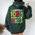 Happy 100Th Day Of School 100 Days Of School Teacher Student Women Oversized Hoodie Back Print Forest