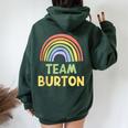 Happy Colorful Team Burton Rainbow Pride Green Yellow Women Oversized Hoodie Back Print Forest