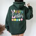 Happy Easter Rabbit Bunny Face Egg Easter Day Girls Women Oversized Hoodie Back Print Forest