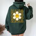 Happy Face Mama Groovy Daisy Flower Smiling Flower Women Oversized Hoodie Back Print Forest