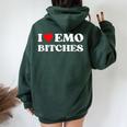I Heart Emo Bitches Quote Red Heart Emo Girl Style Women Oversized Hoodie Back Print Forest