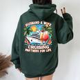 Husband And Wife Cruising Partners For Life Honeymoon Cruise Women Oversized Hoodie Back Print Forest