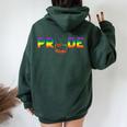 Idaho Pride With State Outline In Rainbow Colors Women Oversized Hoodie Back Print Forest